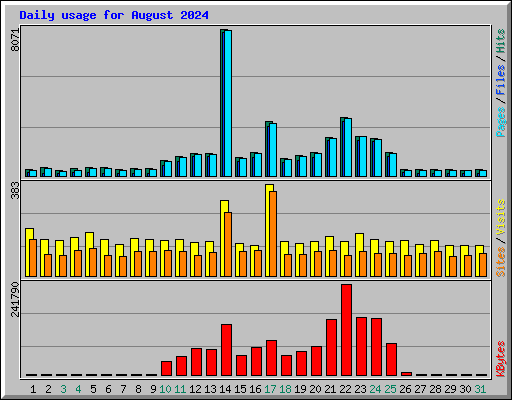 Daily usage for August 2024