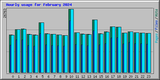 Hourly usage for February 2024